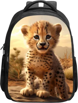SARA NELL Cute Baby Cheetah School Backpack,Elementary Student Bookbag Stylish Daypack for Boys Girls, School Book Bags with Padded Straps, 15.7 Inches