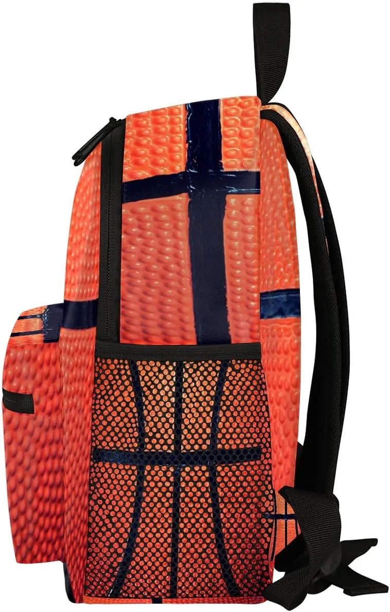 School Backpack for Boys, Basketball Texture Bookbag for Kids, 12 In Toddler Backpack Children Sport Ball Casual Daypack Kindergarten Preschool Back Packs Snack Bag Back to School Book Bags