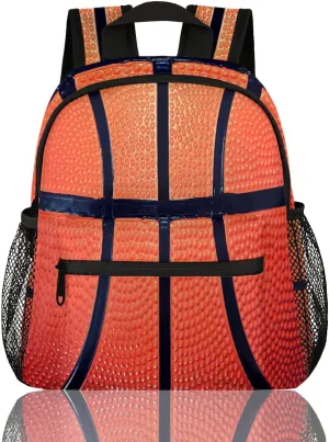 School Backpack for Boys, Basketball Texture Bookbag for Kids, 12 In Toddler Backpack Children Sport Ball Casual Daypack Kindergarten Preschool Back Packs Snack Bag Back to School Book Bags