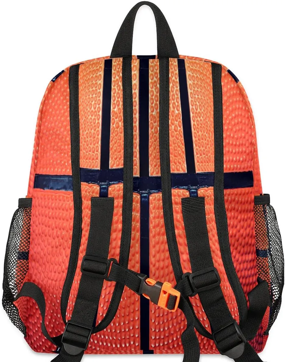 School Backpack for Boys, Basketball Texture Bookbag for Kids, 12 In Toddler Backpack Children Sport Ball Casual Daypack Kindergarten Preschool Back Packs Snack Bag Back to School Book Bags