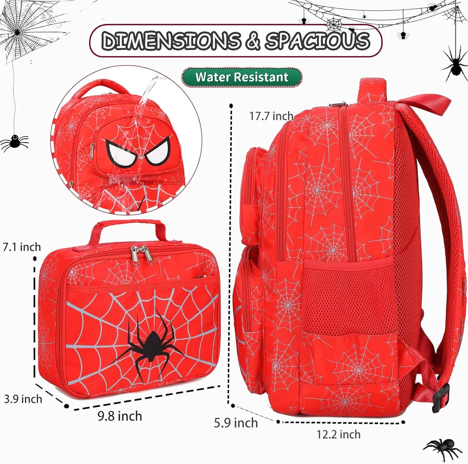 School Backpack for Boys Girls, Teens Bookbag with Lunch Box Set Kids Backpack Elementary Middle Teens School Bag