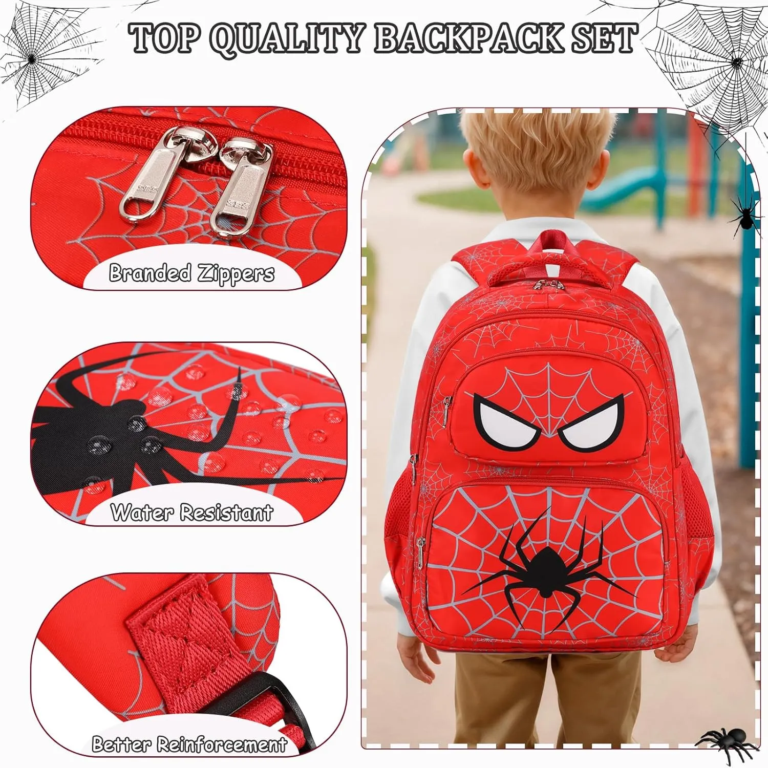 School Backpack for Boys Girls, Teens Bookbag with Lunch Box Set Kids Backpack Elementary Middle Teens School Bag