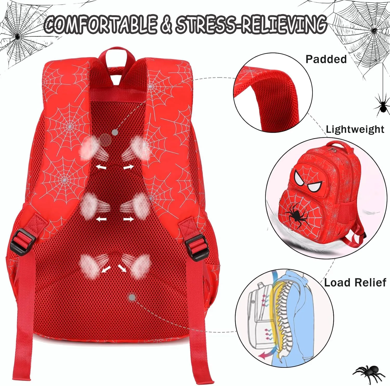 School Backpack for Boys Girls, Teens Bookbag with Lunch Box Set Kids Backpack Elementary Middle Teens School Bag
