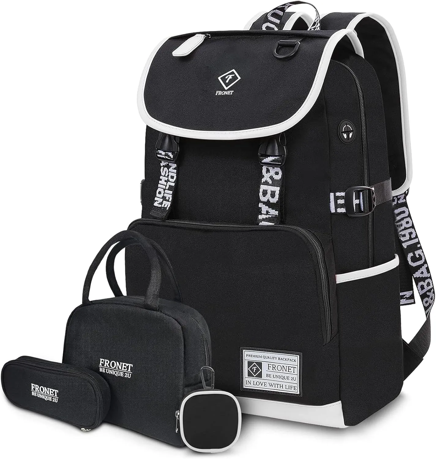School Backpack for Boys Girls, Unisex Kids Book Bags for Teenage Middle Elementary High College Student Bookbags, Laptop Daypack Set with Lunch Box Pencil Case Ages 8 9 10 11 12 13 14 15 16