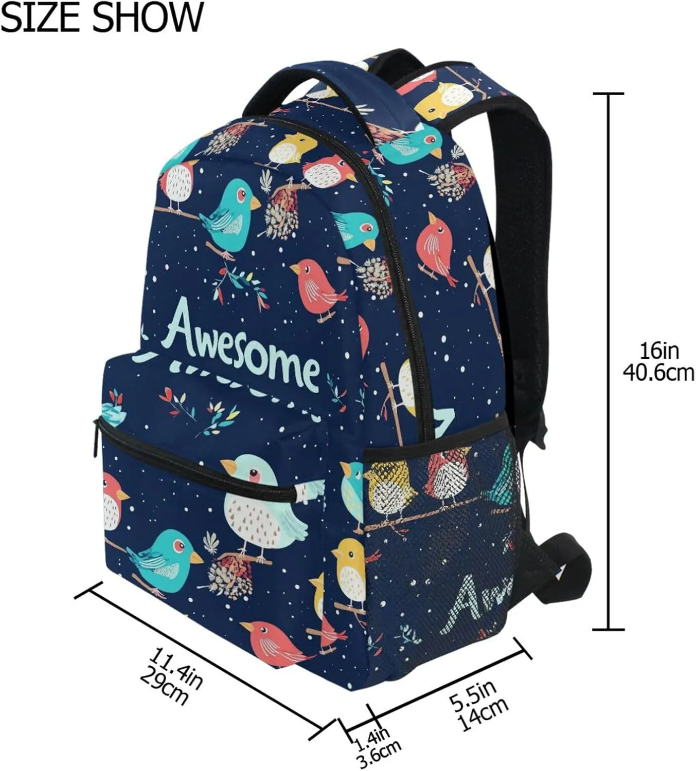 School Backpack for Teenager Waterproof School Book Bag with Chest Strap for College Work Parents' Day Bird Family
