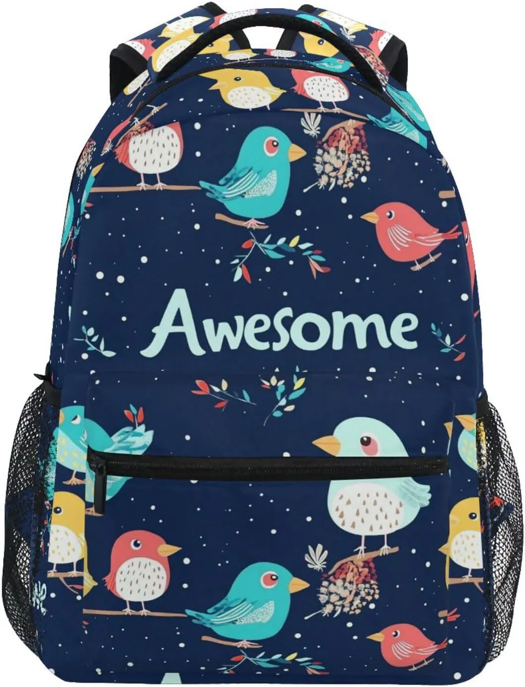 School Backpack for Teenager Waterproof School Book Bag with Chest Strap for College Work Parents' Day Bird Family