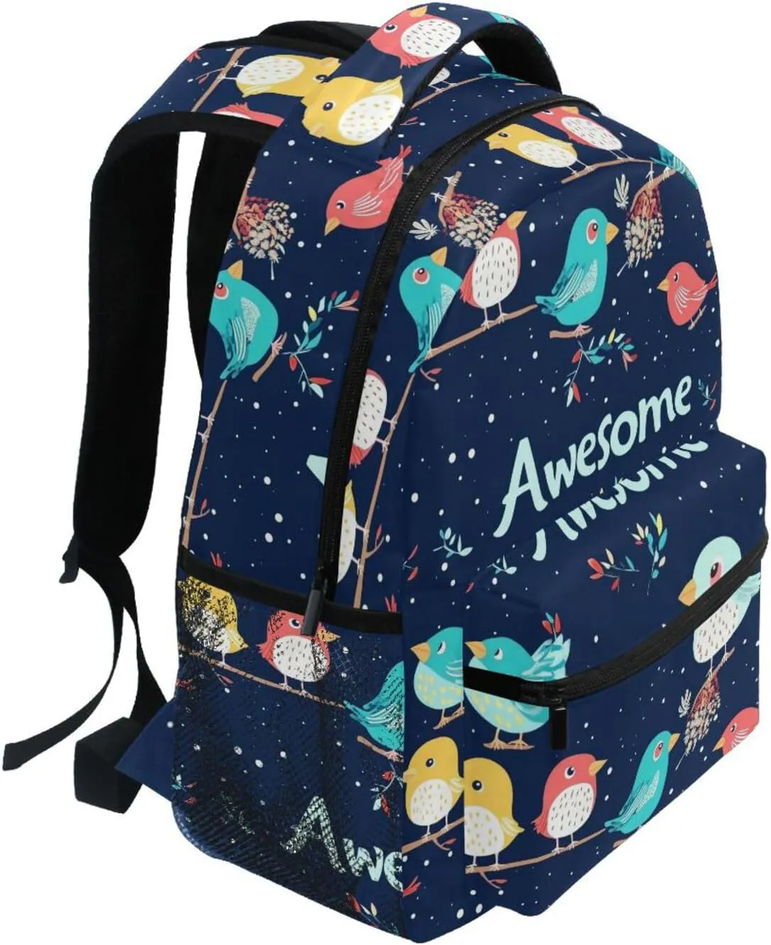 School Backpack for Teenager Waterproof School Book Bag with Chest Strap for College Work Parents' Day Bird Family
