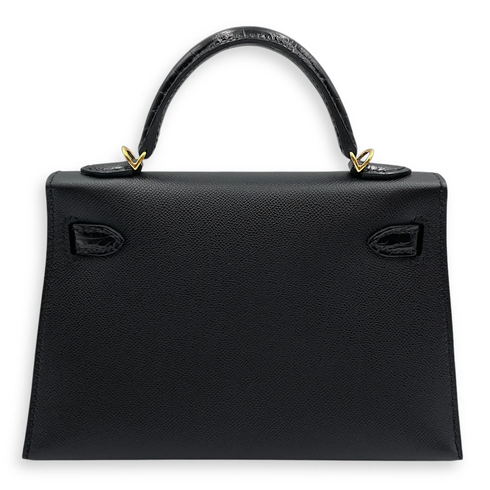 Sellier Kelly Touch 20 Black in Madame/Matte Alligator, Gold hardware