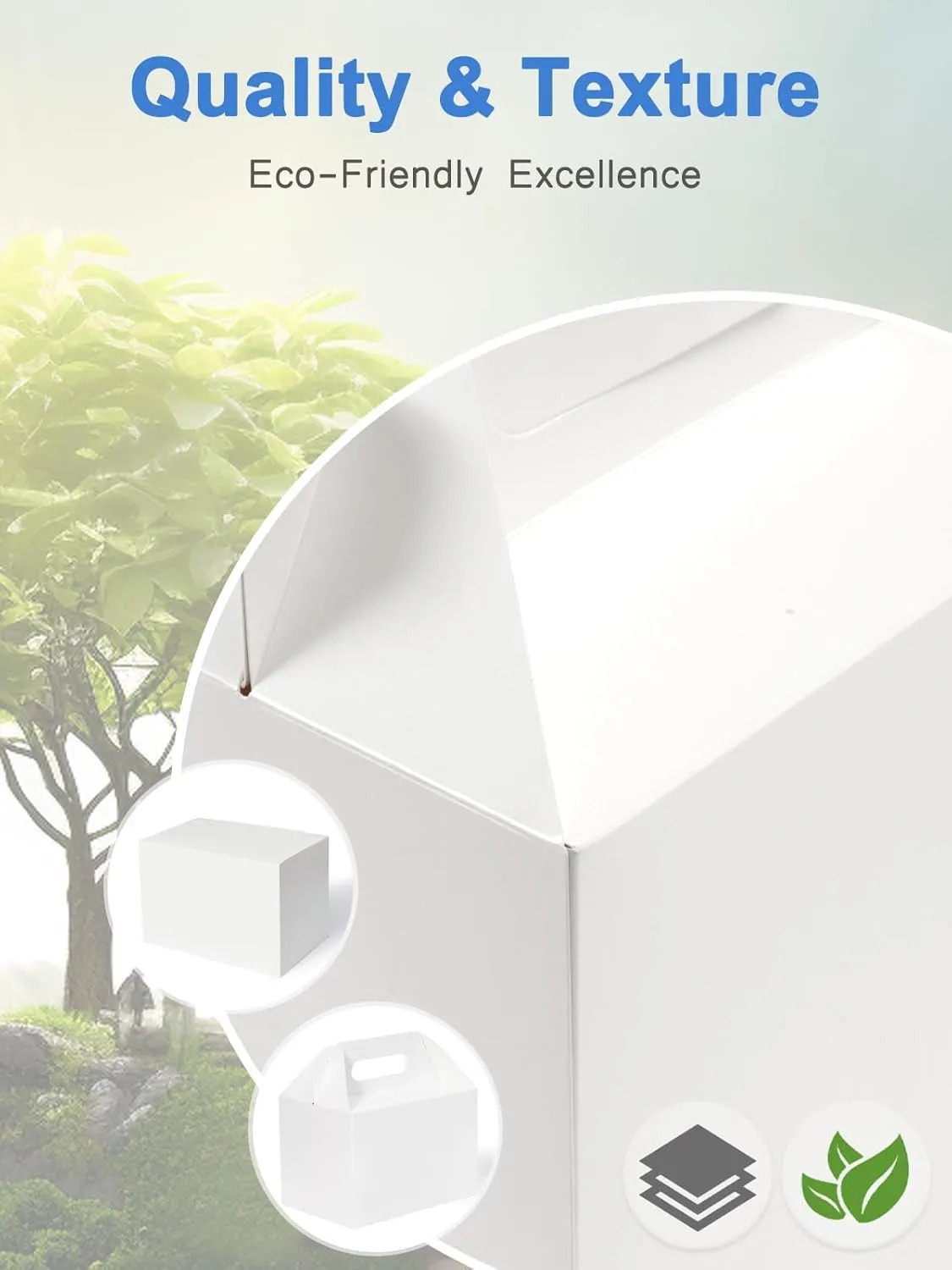 Shallive 28 Pack Large Treat Boxes White - 9 x 6 x 6 inches Gable Gift Boxes with Handle Cardboard Lunch Boxes Recycled Paper Take Out Boxes Welcome Boxes For Wedding Baby Shower Birthday