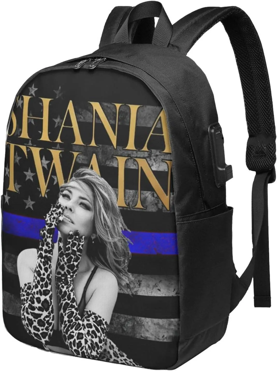 Shania Great Artist Twain Laptop Backpack Sport Bags Business Backpack Breathable Travel Bags Unisex Adult Casual Daypack for Office Computer Bag with Usb Charging Port