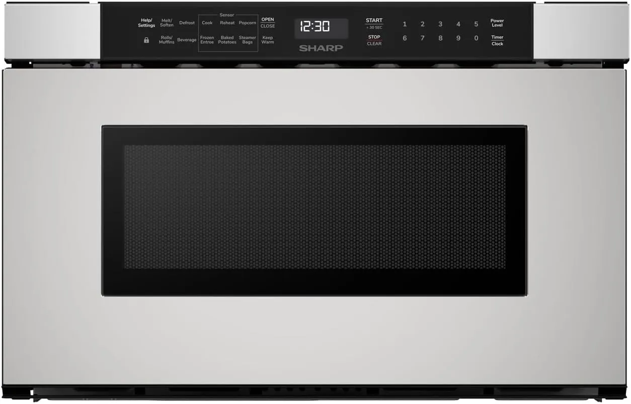 Sharp SMD2440JS Microwave Drawer Oven, 24-inch, 1.2 Cubic Feet, 950 Watt, Angled Touch Control Panel, Stainless Steel