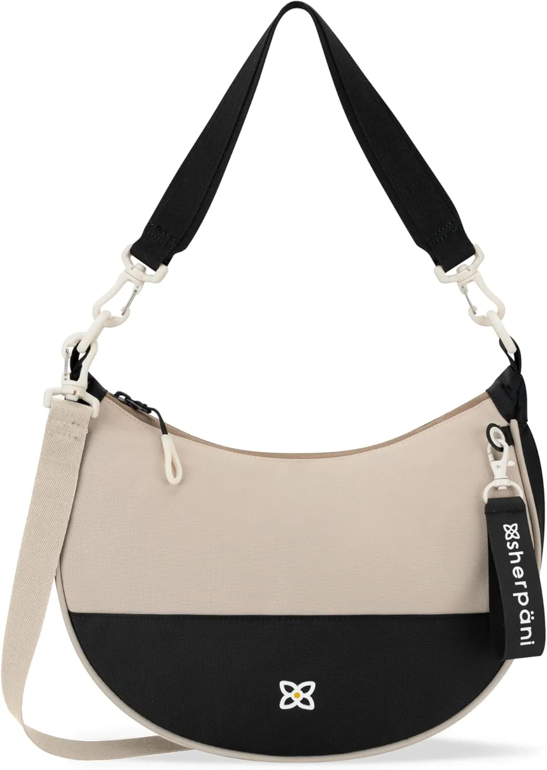 Sherpani Mina, Medium Nylon Crescent Bag, Lightweight Half Moon Crossbody, Fashionable Shoulder Bag, Travel Handbag for Women