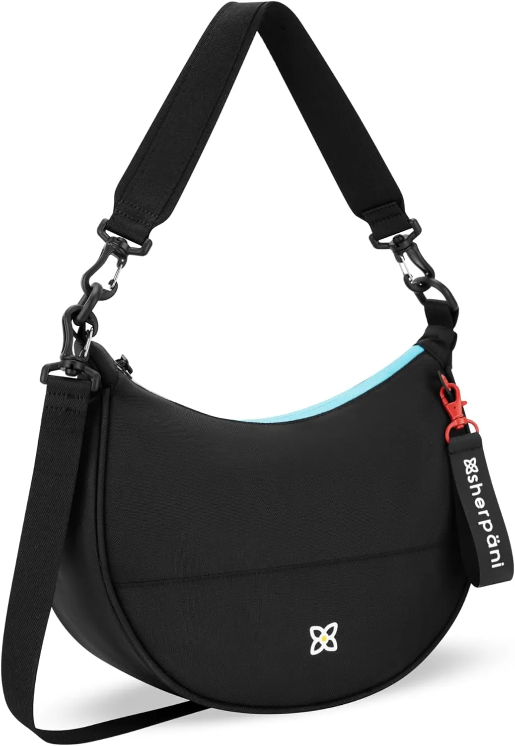 Sherpani Mina, Medium Nylon Crescent Bag, Lightweight Half Moon Crossbody, Fashionable Shoulder Bag, Travel Handbag for Women
