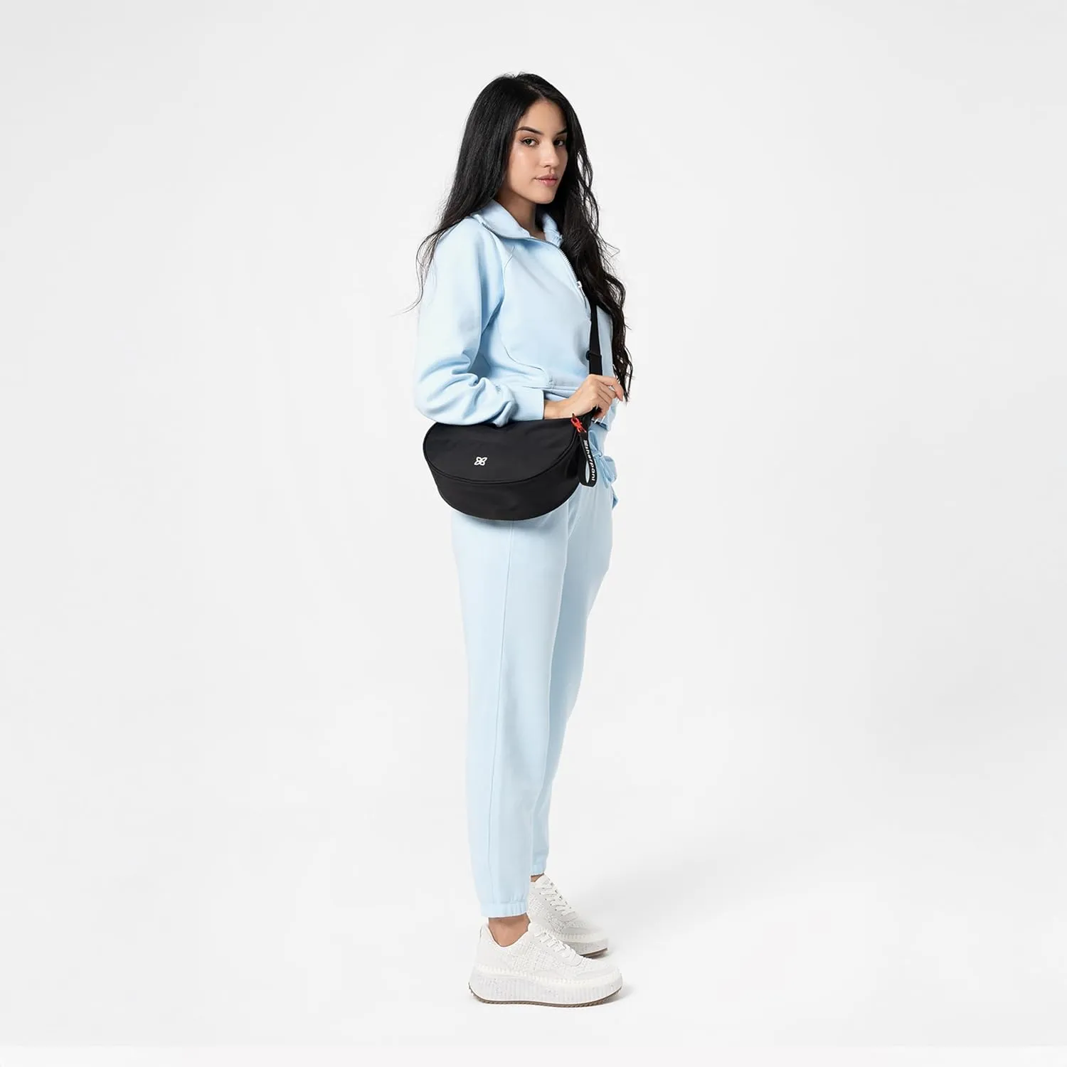 Sherpani Mina, Medium Nylon Crescent Bag, Lightweight Half Moon Crossbody, Fashionable Shoulder Bag, Travel Handbag for Women