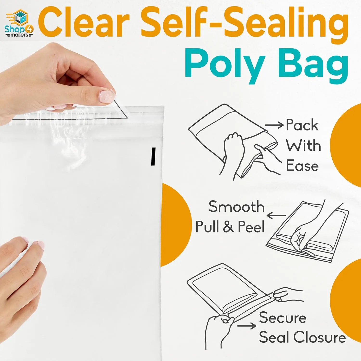 Shop4Mailers 10 x 13 Clear Plastic Poly Bags 1.5 Mil Self Seal Packaging for Apparel, Jewelry, Documents, Prints, Gifts, Storage – Resealable (500 Pack)