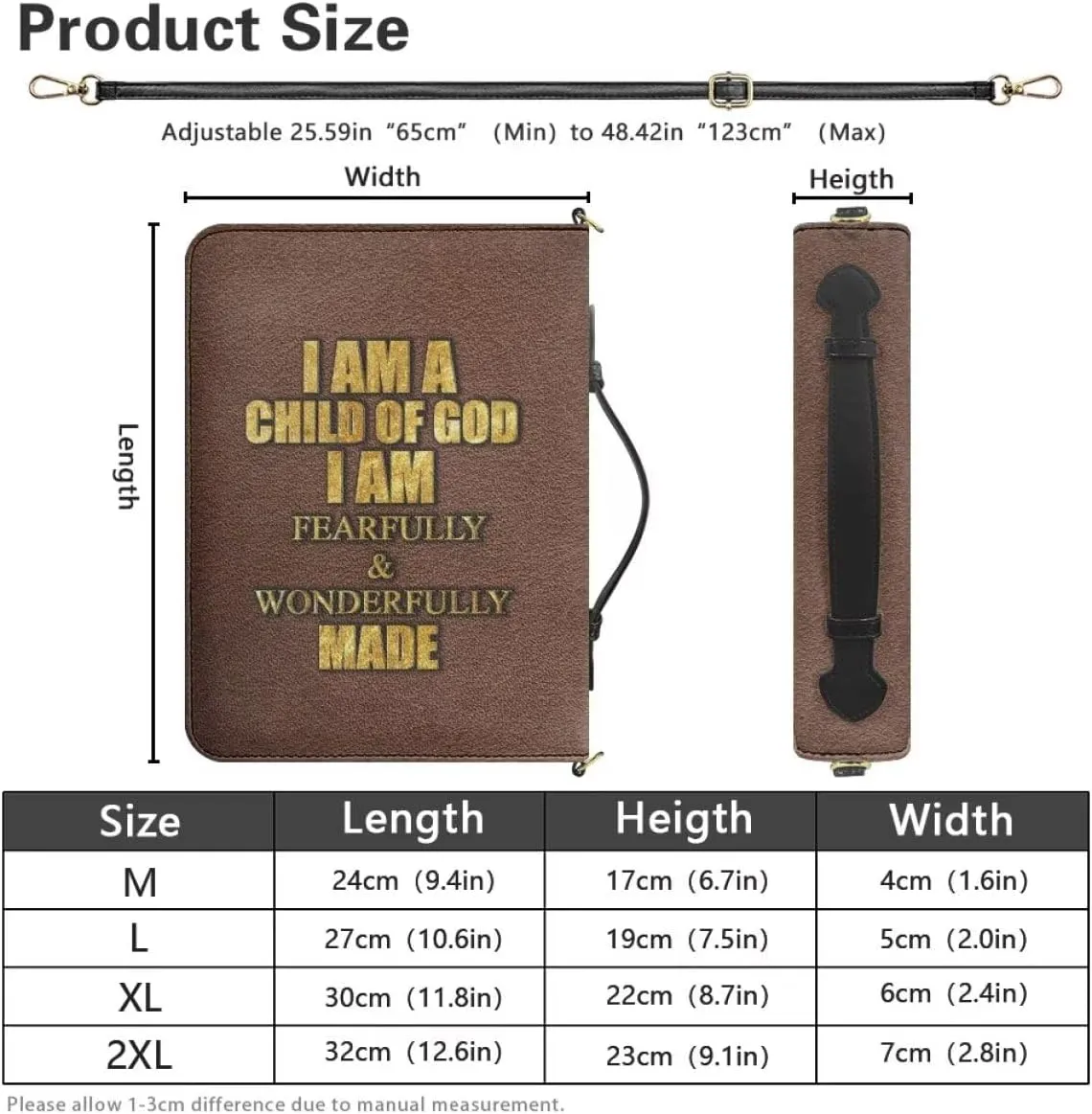 Shoulder Strap Bag Bible Carrying Case for Church Services Bible Cover with Adjustable Strap