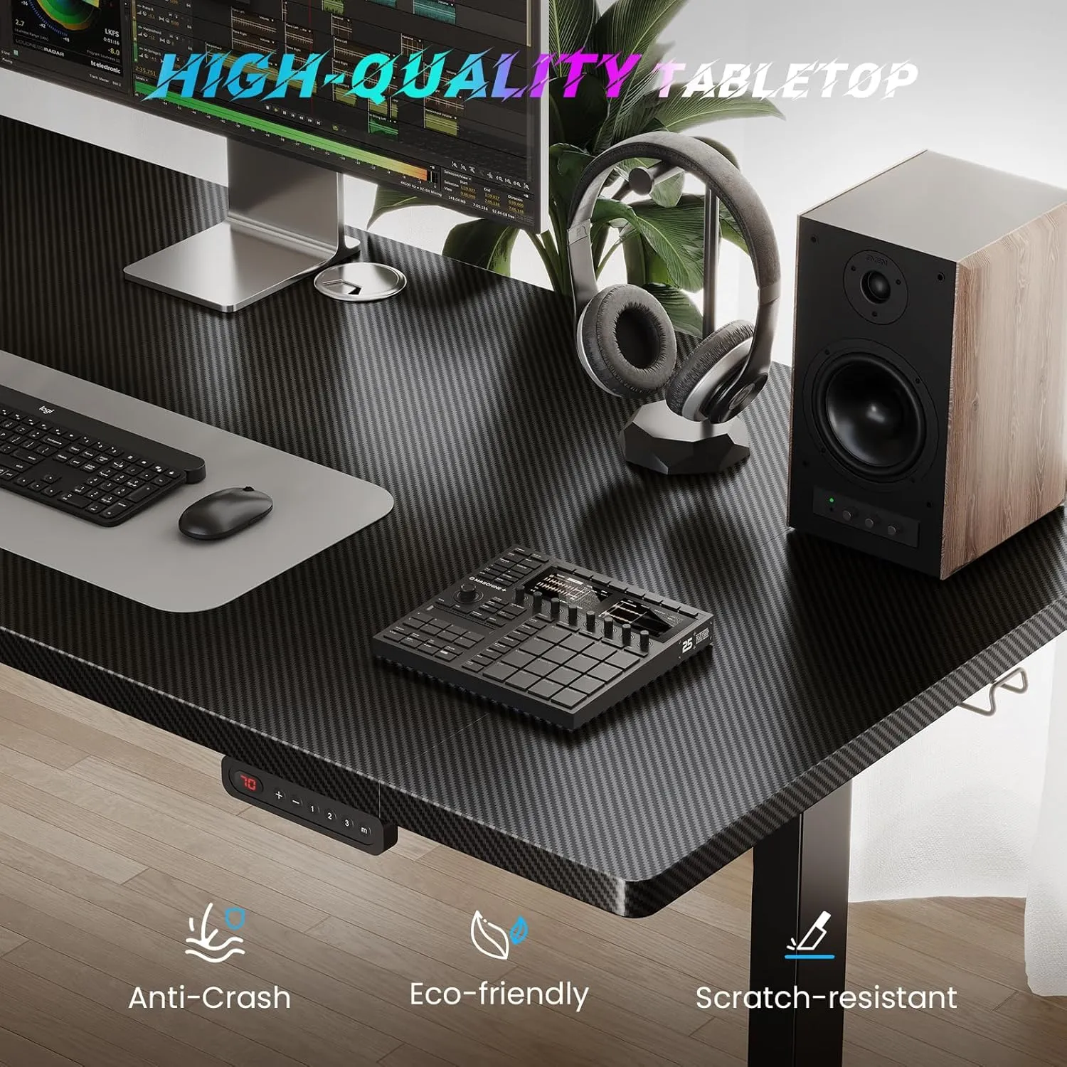 SIAGO Electric Standing Desk Adjustable - 48 x 24 Inch Sit Stand up Desk with Cable Management - 3 Memory Preset Adjustable Height Table