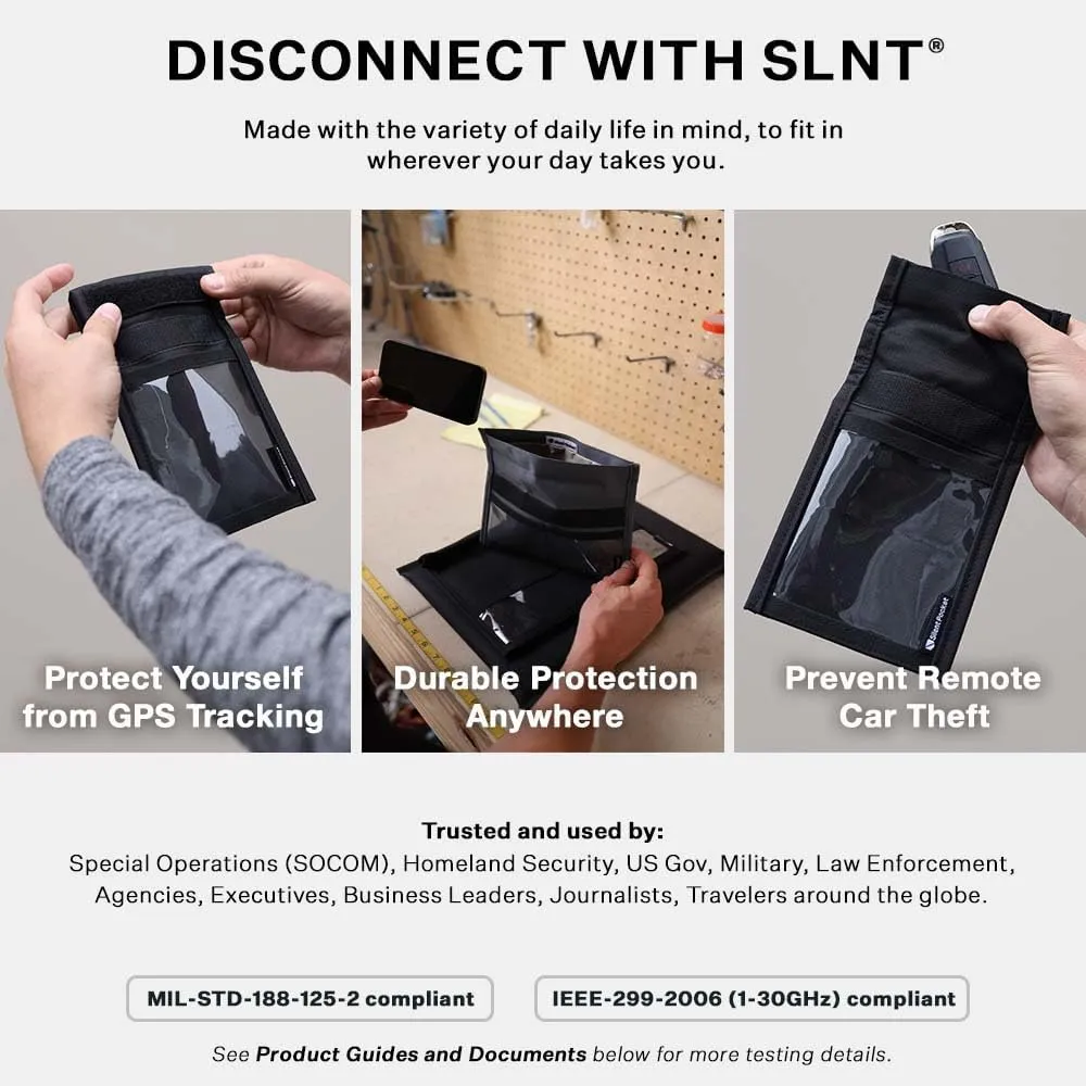 Silent Pocket Quick Access Smartphone SLNT Faraday Bag - Weatherproof Signal Blocking Nylon, Device Shielding for iPhone, Samsung Galaxy, Most Phones, Privacy Anti-Hacking (Charcoal Grey, Medium)