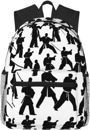 Silhouettes Of Martial Arts Men Women Office Laptop Backpack,Work Bag 15.7 Inch Business Travel Bags Large Capacity