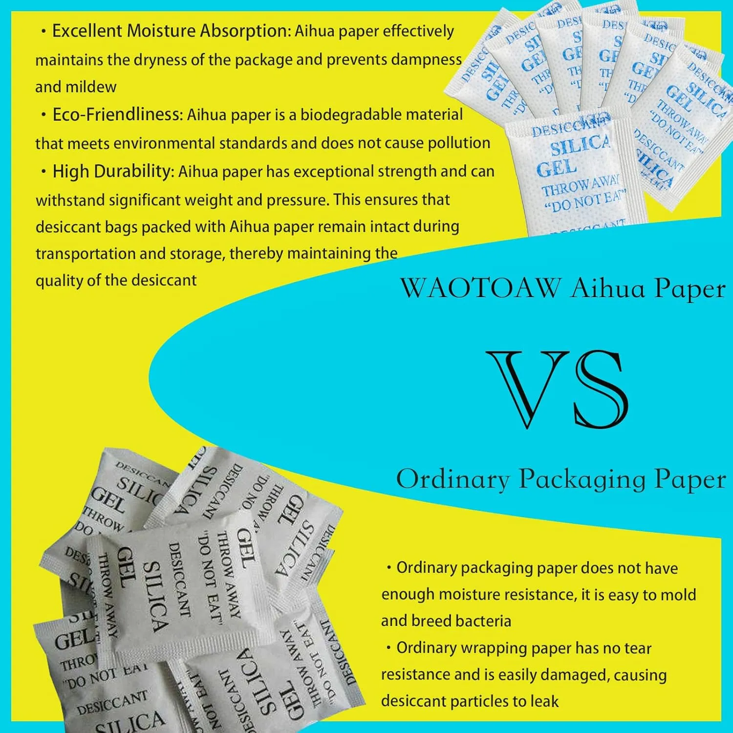 Silica Gel Packets,2 Gram 500 Packs Desiccant Pack Food Grade Silica Packets for Moisture Control, Rechargeable Moisture Absorber Bags for Storage