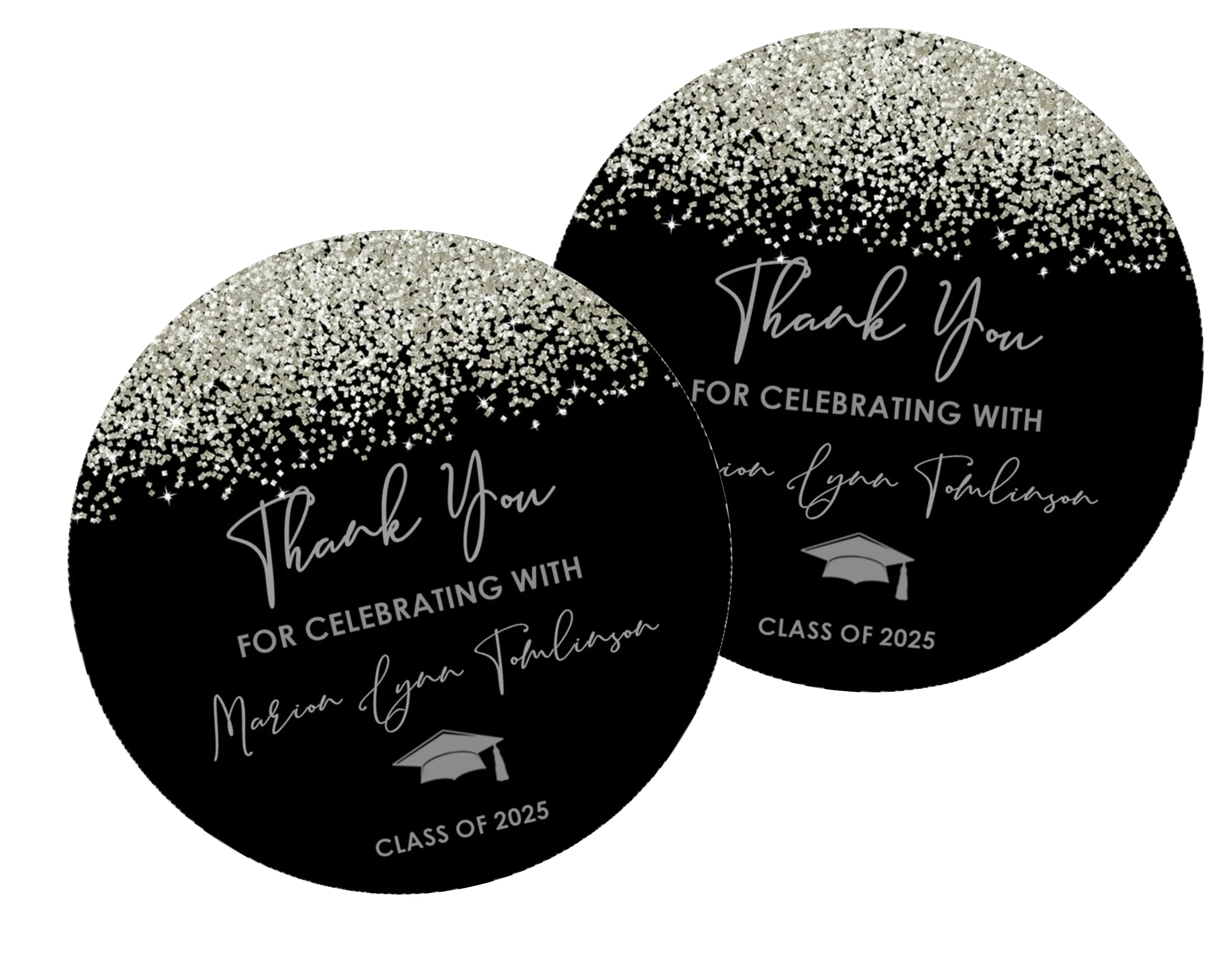 Silver And Black Graduation Party Stickers