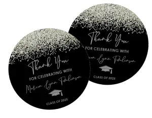 Silver And Black Graduation Party Stickers
