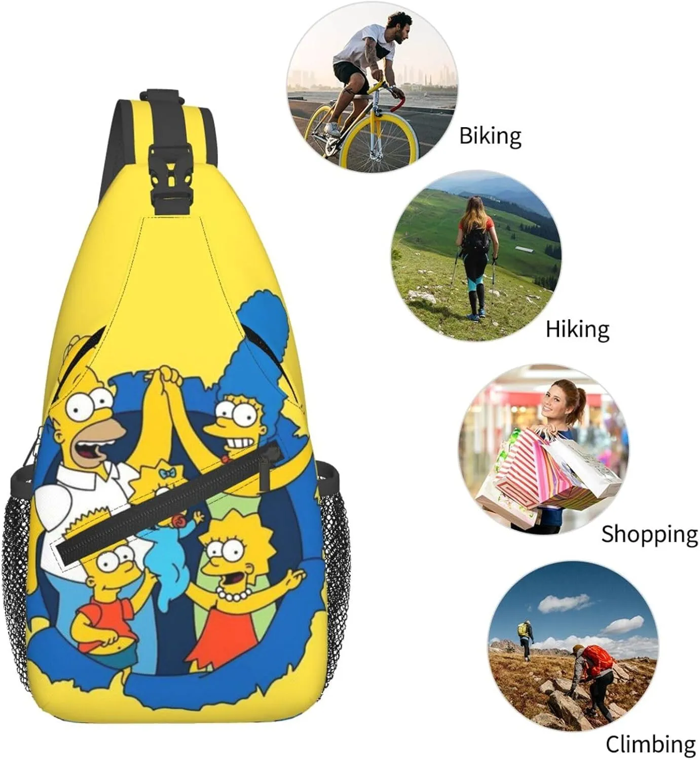 Simp-sons Crossbody Bag Sling Shoulder Backpack for Outdoor Travel,Sports,Camping,Hiking,Shoulder Bags