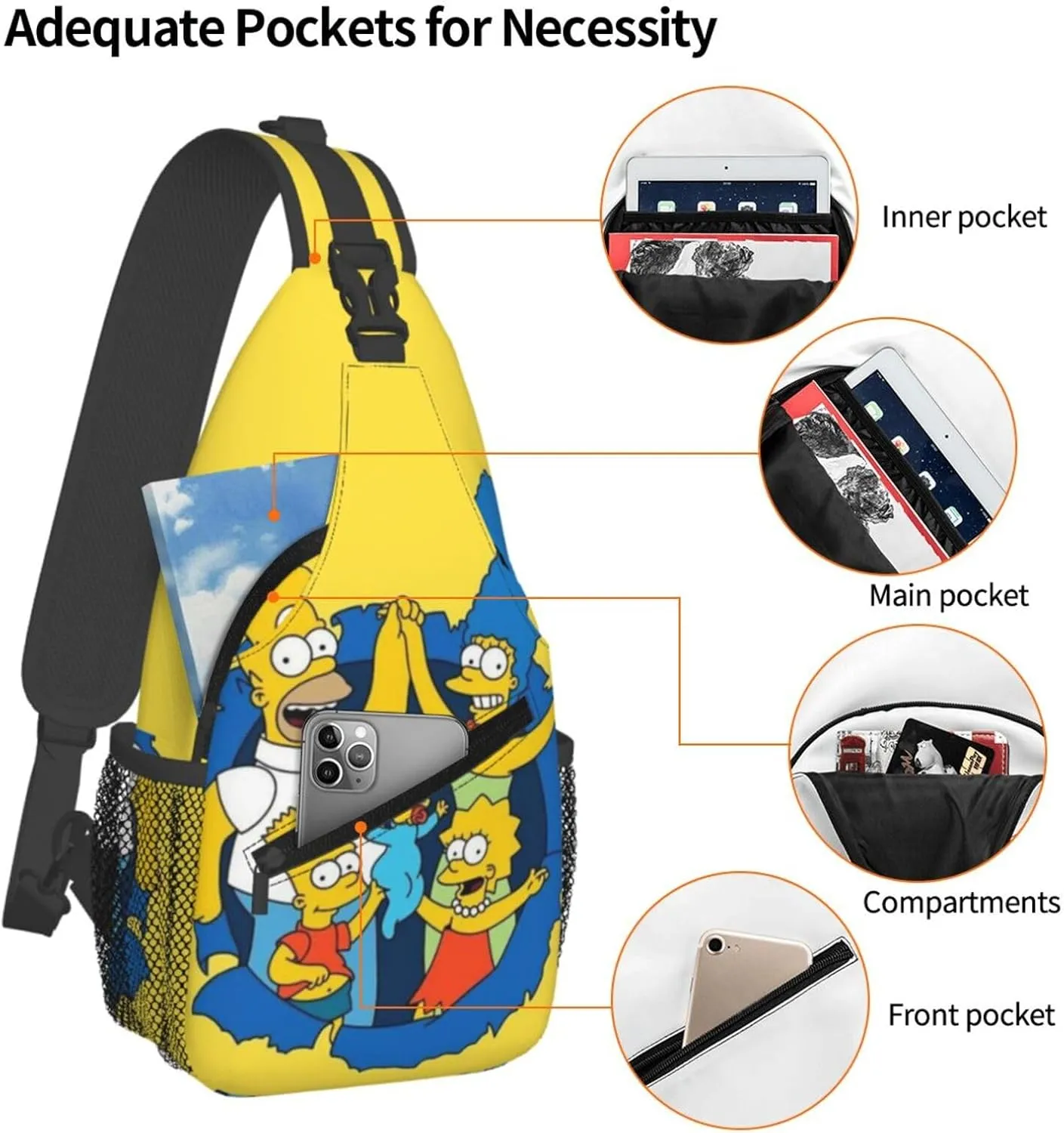Simp-sons Crossbody Bag Sling Shoulder Backpack for Outdoor Travel,Sports,Camping,Hiking,Shoulder Bags