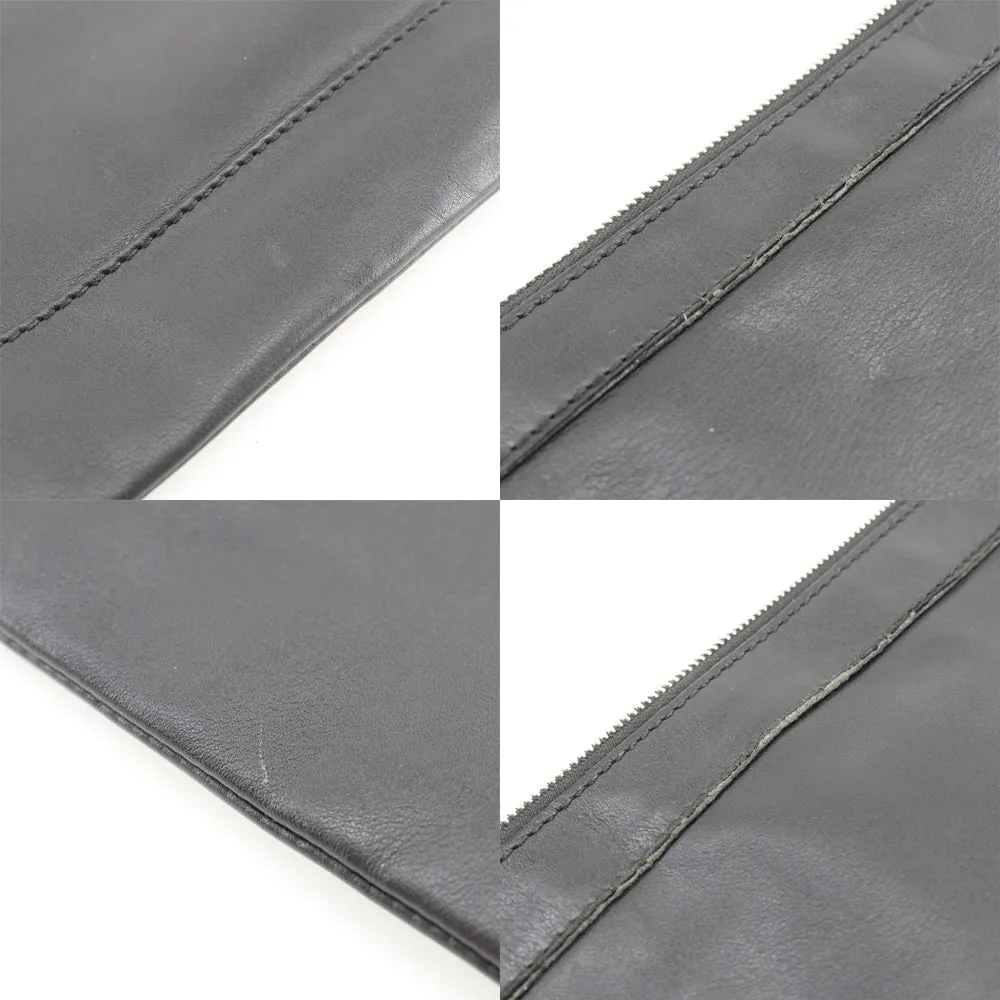 Sleek Black Lambskin Clip M Clutch Bag