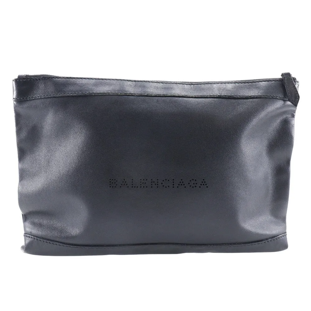 Sleek Black Lambskin Clip M Clutch Bag