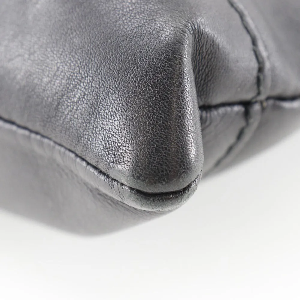 Sleek Black Lambskin Clip M Clutch Bag