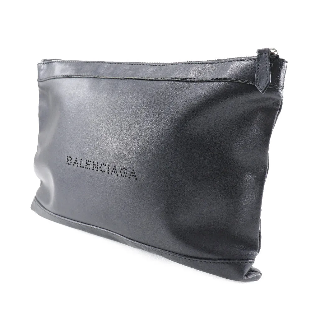 Sleek Black Lambskin Clip M Clutch Bag