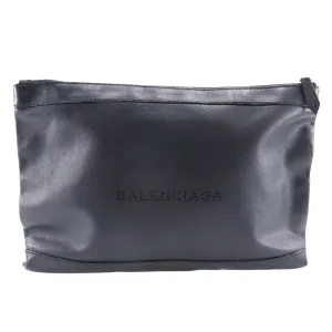 Sleek Black Lambskin Clip M Clutch Bag
