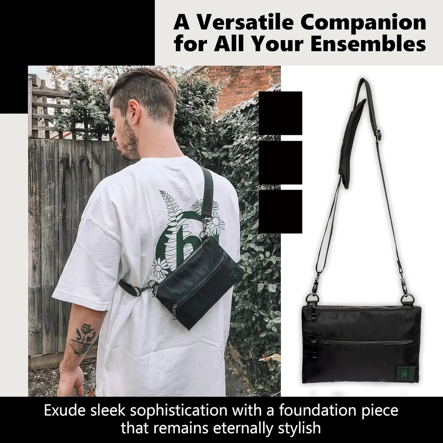 Sleek Men Crossbody Bags Small - Nylon Waterproof Crossbody Bag for Men - Travel Crossbody Bag for Men - Cross Body Bag Small