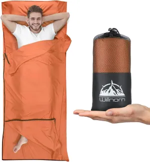 Sleeping Bag Liner, Upgraded Two Way Zippers Adult Sleep Sack & Self Tan Sleep Sack & Travel Sheets for Hotel Backpacking, Lightweight Single Camping Sleep Pod