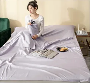 Sleeping Bag Liners Ultralight Compact Adult Sleeping Bag, Camping Travel Sleeping Bag Liner, Outdoor Portable Hotel Sheets/Pillowcases/Quilt Covers Bedding (Color : Light Purple, Size : 100x210cm)