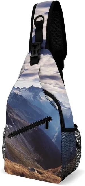 Sling Bags Alps Panorama Chest Bag for Men Women Shoulder Bag for Travel Sport Chest Pack