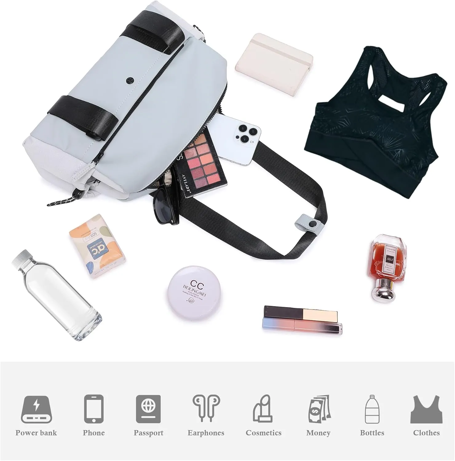 Small Gym Bag For Women Mini Gym Duffle Bag with Wet Compartment Waterproof Sports（Gray Small）