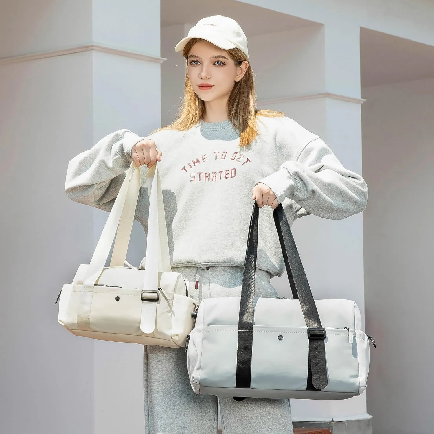 Small Gym Bag For Women Mini Gym Duffle Bag with Wet Compartment Waterproof Sports（Gray Small）