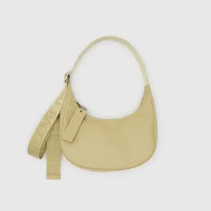 Small Recycled Leather Crescent Bag- Straw