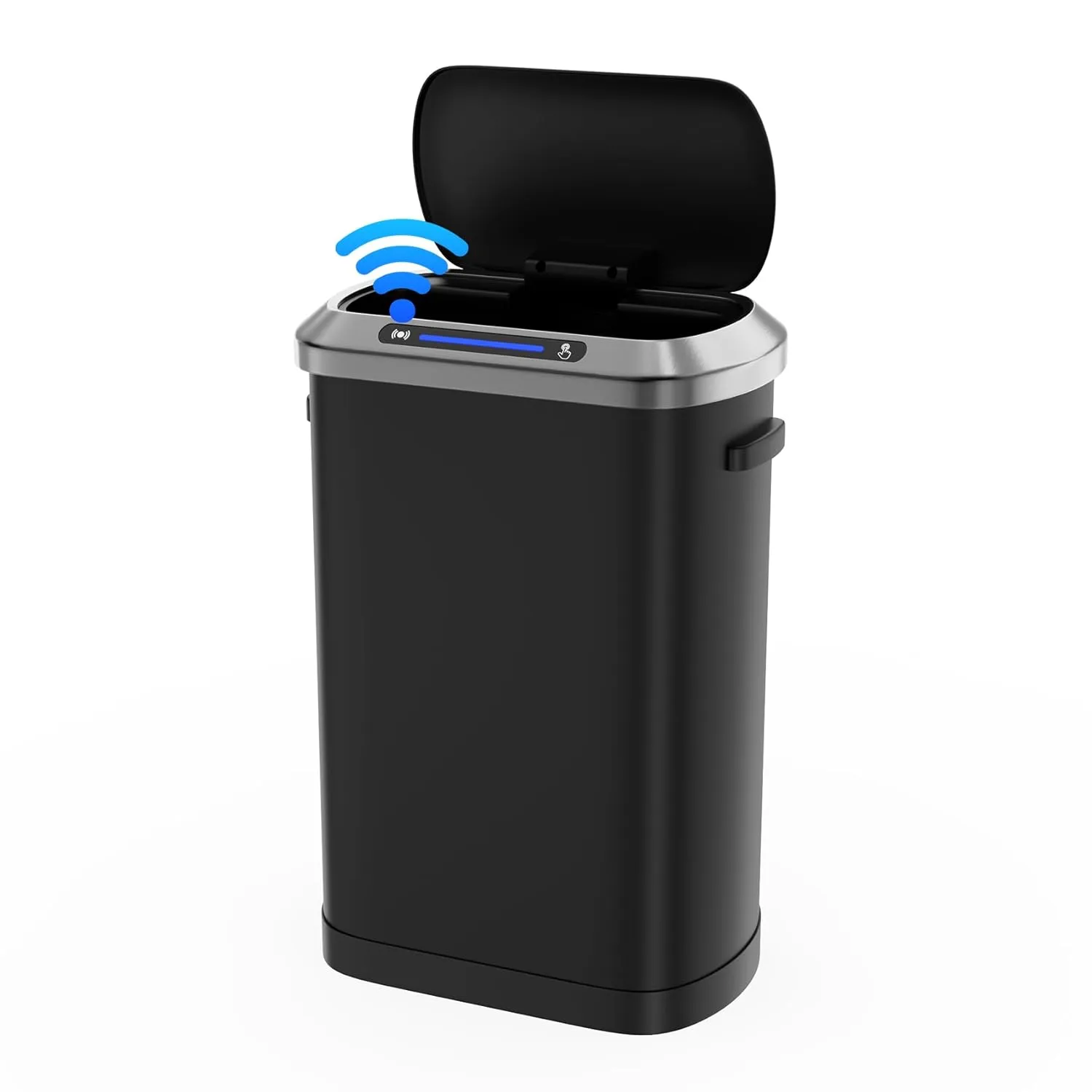 Smart Automatic Garbage Can, 13 Gallon 50 L Stainless Steel Thickened Body Mute Sensor Lid Trash Can with 30 Count Garbage Bags for Kitchen, Office and Bedroom, Black