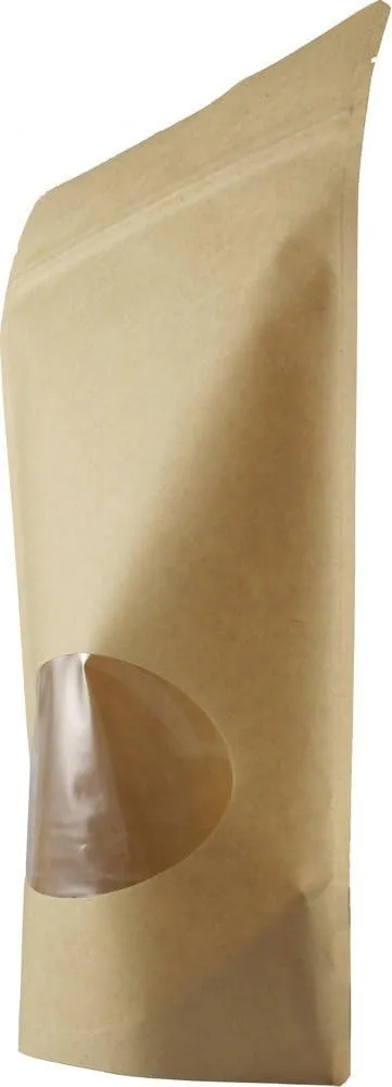 Sohler Natural Kraft Stand up Pouches with Window and Zip Lock Food Storage Bag, Pack of 25 (Small - 4 oz)