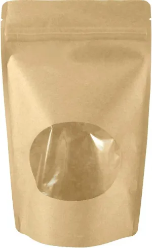 Sohler Natural Kraft Stand up Pouches with Window and Zip Lock Food Storage Bag, Pack of 25 (Small - 4 oz)