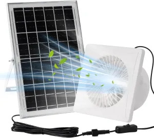 Solar Powered Fan,IUZEAI 20W Solar Panel with Bracket 8" Solar Fan with Longer 16.4ft Wire Waterproof Strong Airflow with Assembly Accessories Solar Fans for Outside,Warehouse, Shed, Kitchen, Attic