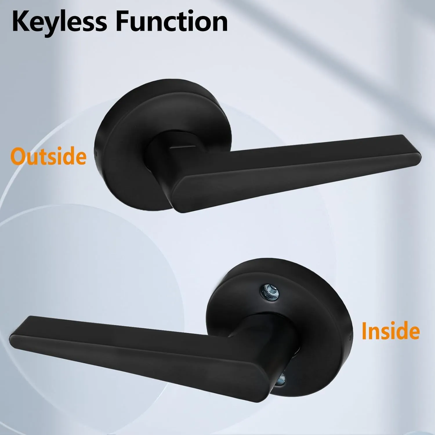 Solid Door Lever Handle with Key-Less for Hall & Closet Door Passage Round Non-Locking Lever Set - Matte Black, MD8820-DB-PS-5P