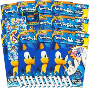 Sonic the Hedgehog Mess Free Coloring Book Set - Party Favor Supplies Bundle with 12 No-Mess Magic Imagine Ink Activity Books, Stickers & Door Hanger