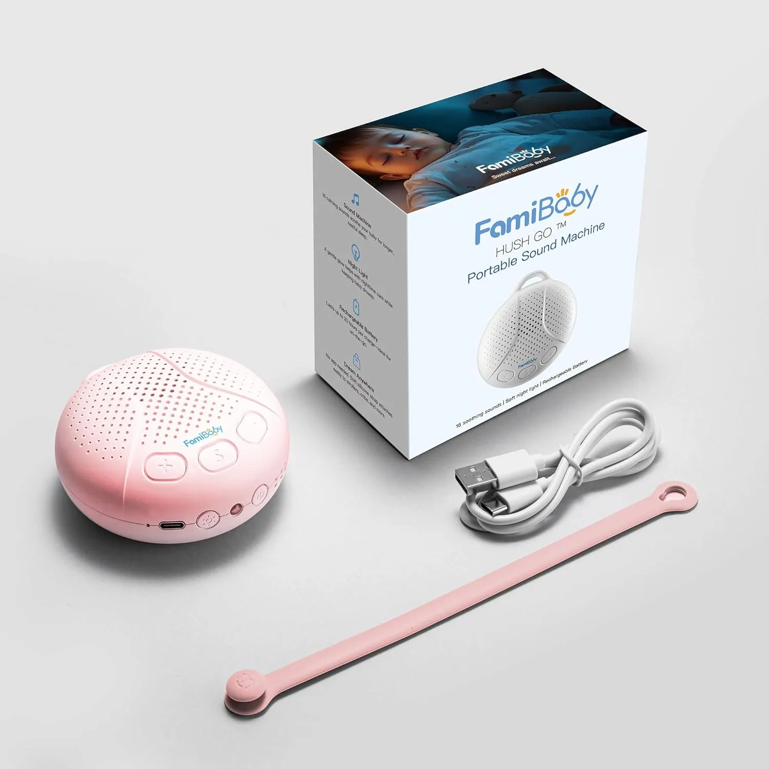 Sound Machine for Babies and Kids - Baby Sleep Soother | Portable White Noise Machine with Night Light for Nursery | 16 Soothing Sounds | Shush | Travel | Registry Gift | Baby Shower