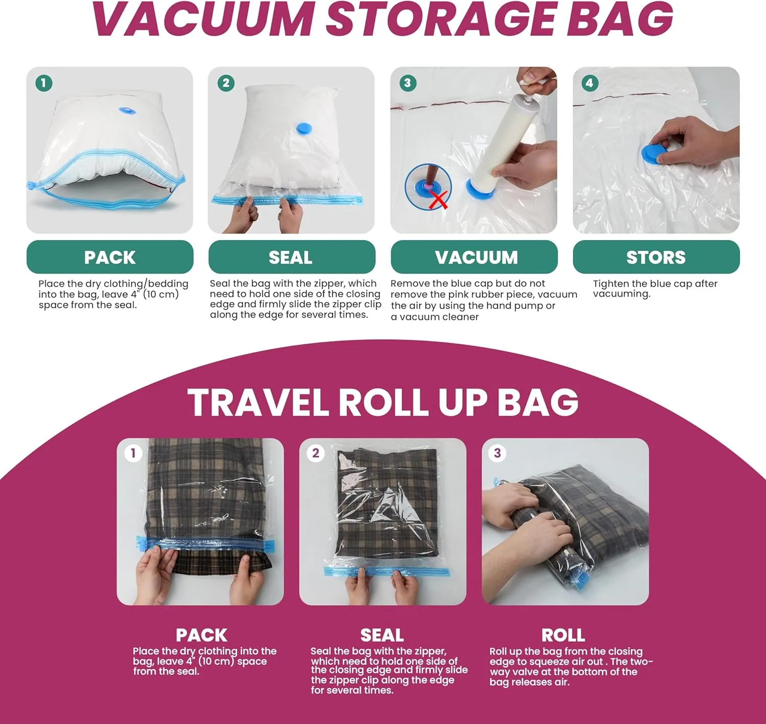 Space Bags Vacuum Storage Bags (Variety 20 Pack) Save 80% Space - Vacuum Bags for Comforters and Blankets, Bedding, Compression Seal for Closet Storage - Pump for Travel