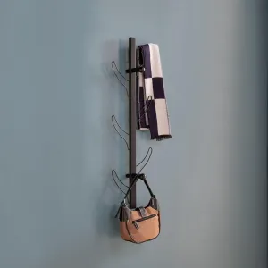 Space-Saving Entryway Mounted Coat Rack with Eight Hooks, Black Metal Frame for Entryway or Bathroom
