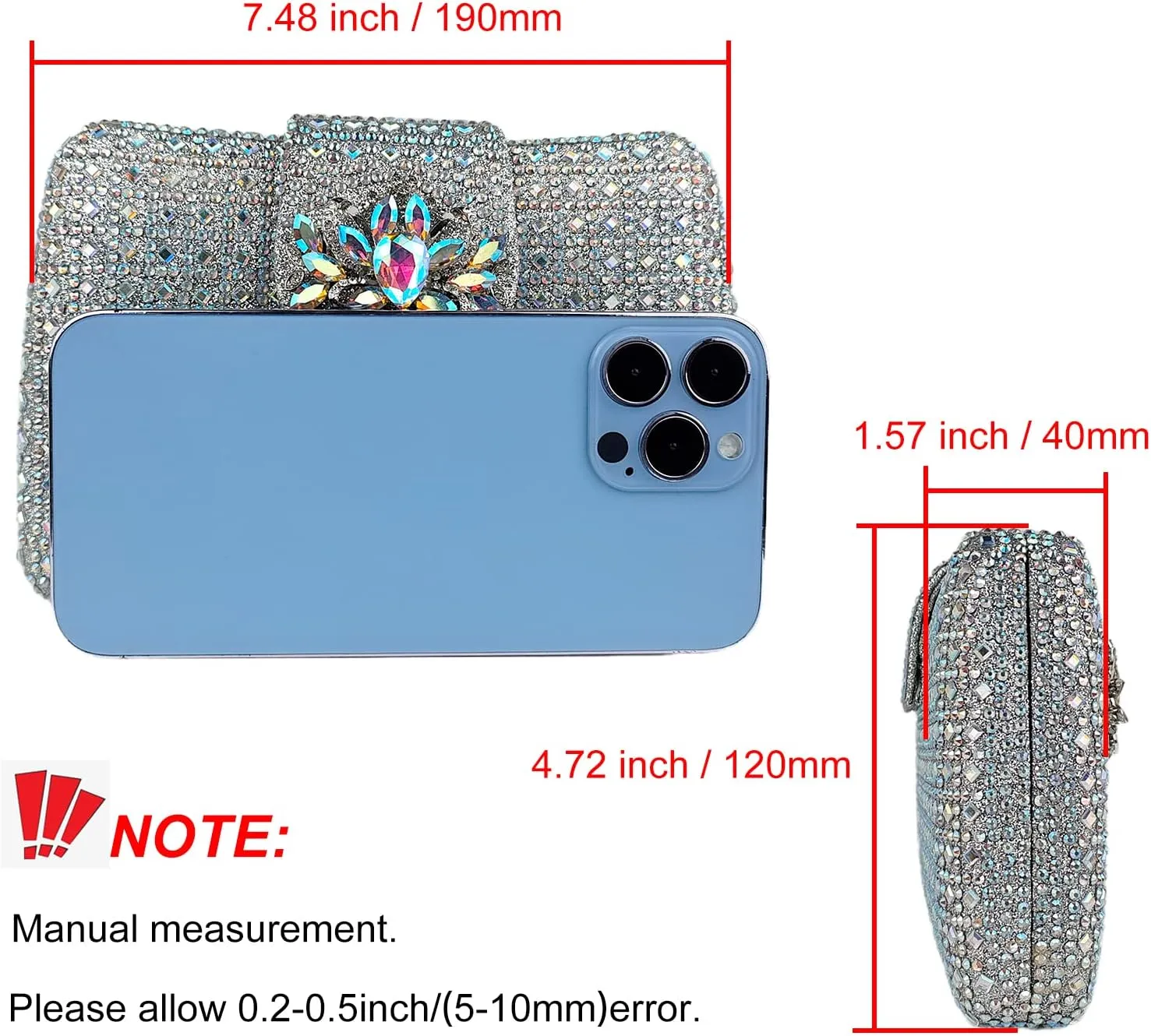 Sparkly Rhinestone Unique Evening Bag Women Floral Clutch Handbag Shoulder Bags